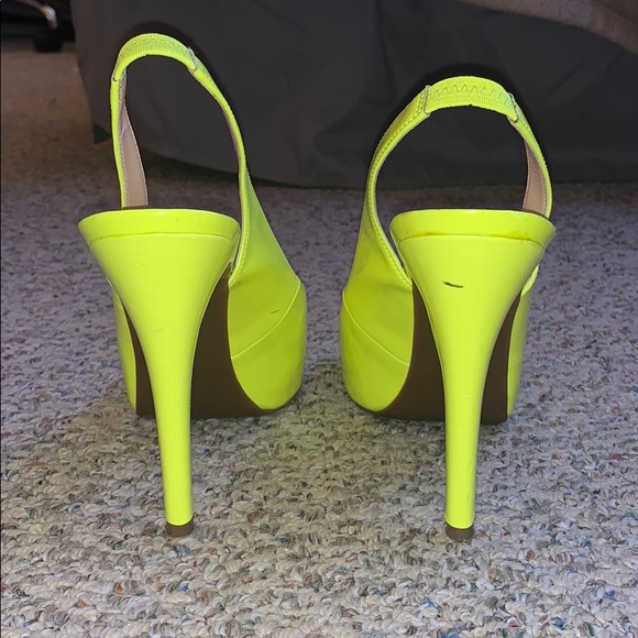 Neon Yellow Peep Toe Heels - Picture 4 of 4